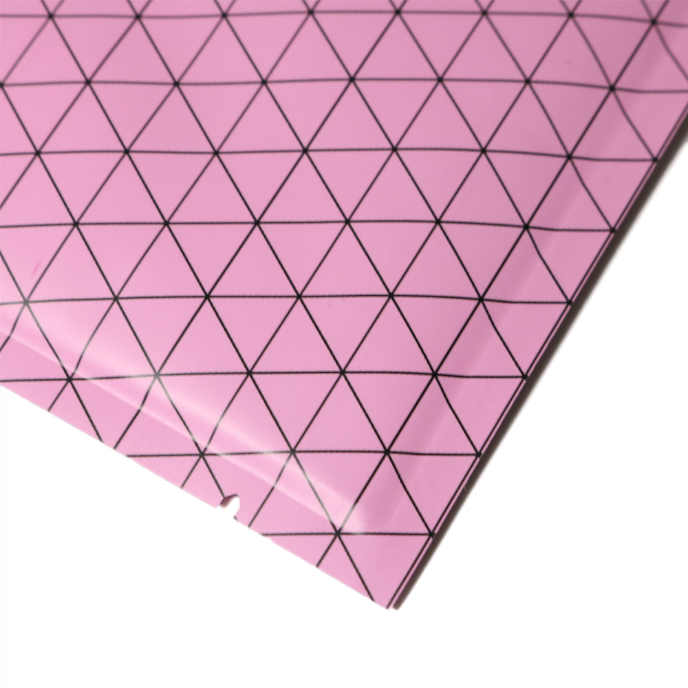 Perpendicular Pink Prism Design Aluminum Foil Open Top Bags