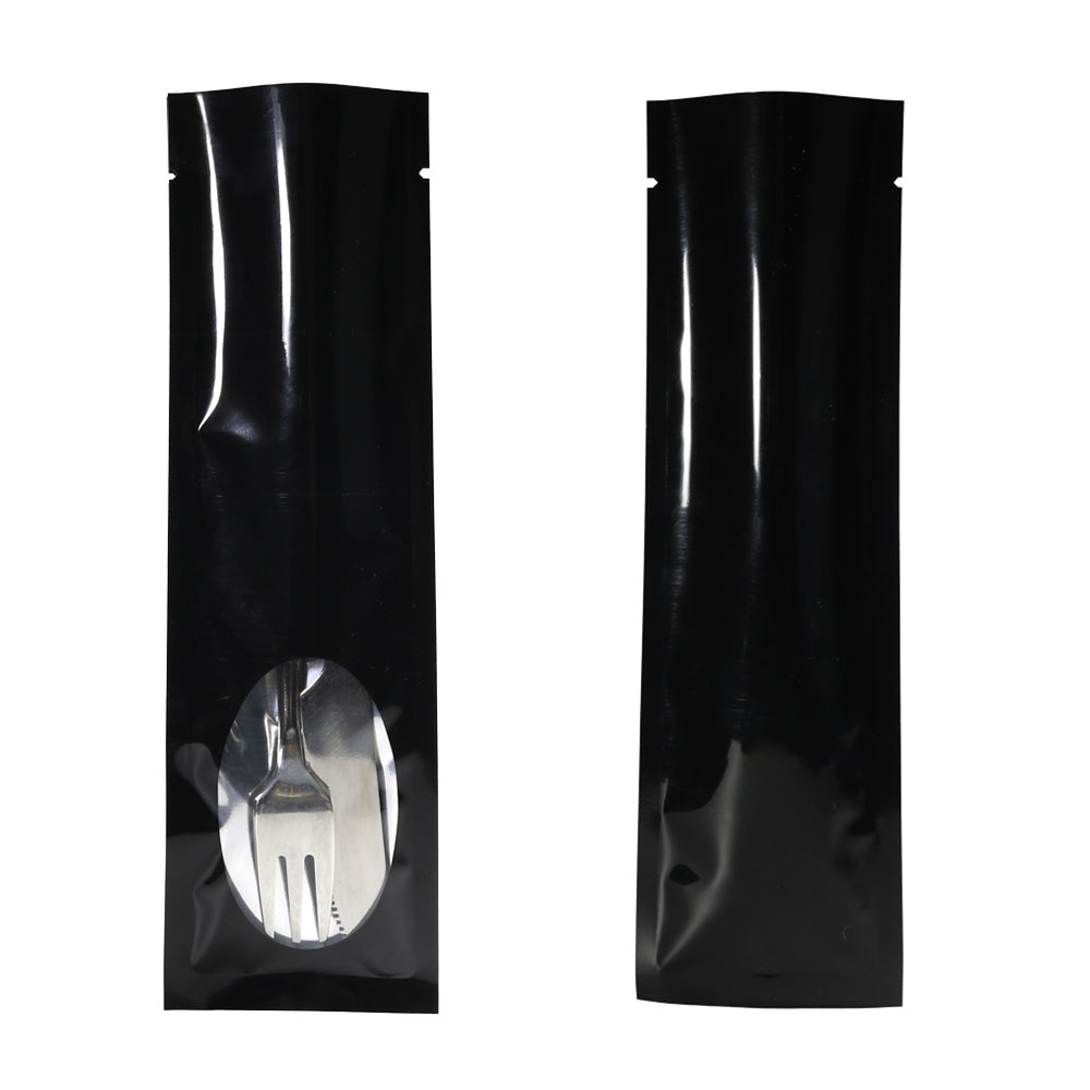 Mirror Black Metallized Open Top Bags with a Clear Oval Transparent Window