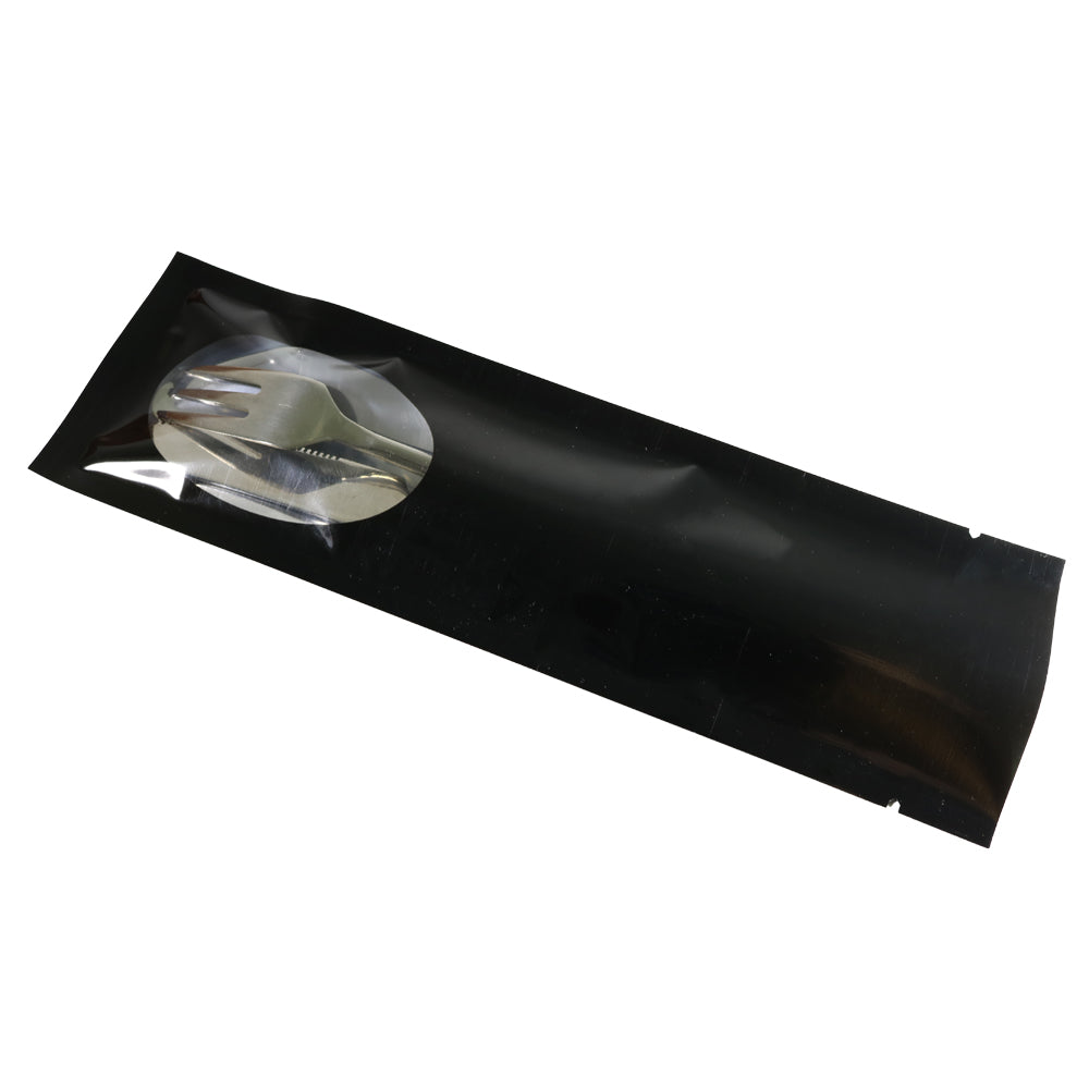 Mirror Black Metallized Open Top Bags with a Clear Oval Transparent Window