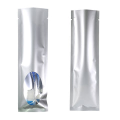 Iron Silver Metallized Open Top Bags with a Clear Oval Transparent Window