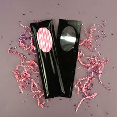 Mirror Black Metallized Open Top Bags with a Clear Oval Transparent Window