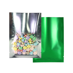 Half Green Lawn Matte Mylar Flat Open Top Bags