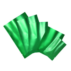 Half Green Lawn Matte Mylar Flat Open Top Bags