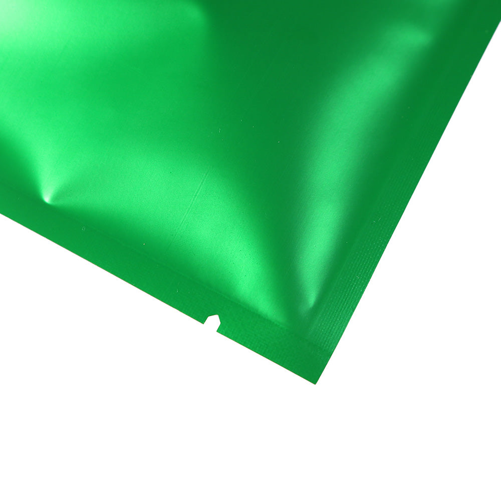 Half Green Lawn Matte Mylar Flat Open Top Bags
