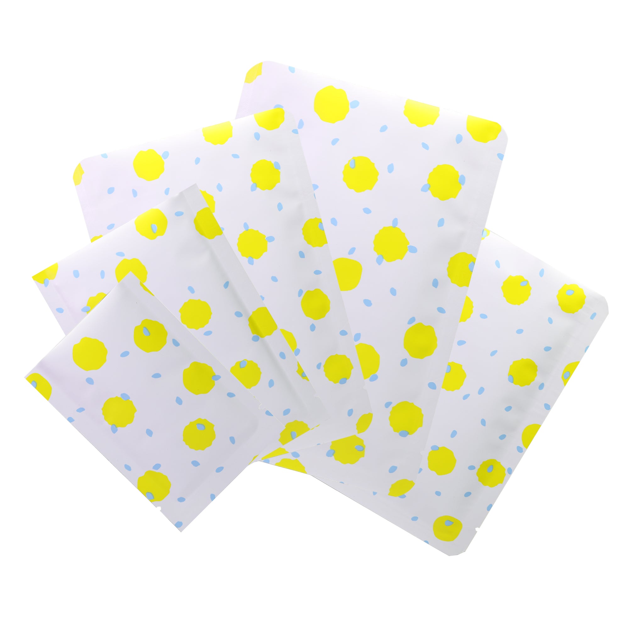 White with Pineapple Yellow Polka Dot Aluminum Open Top Bags