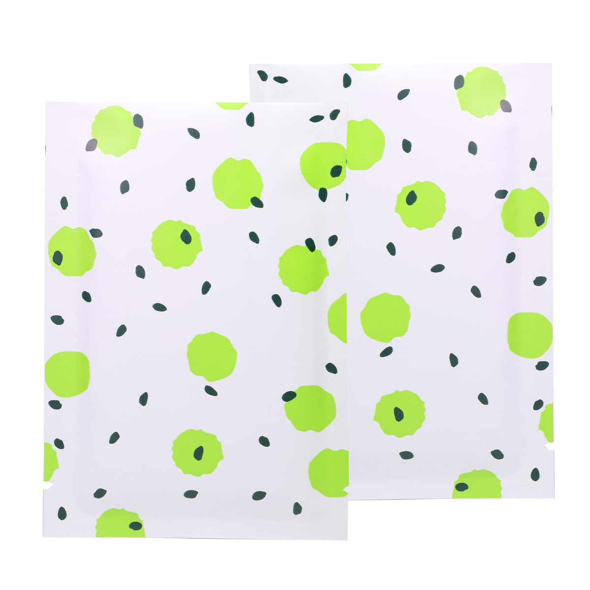 White with Kiwi Green Polka Dot Aluminum Open Top Bags