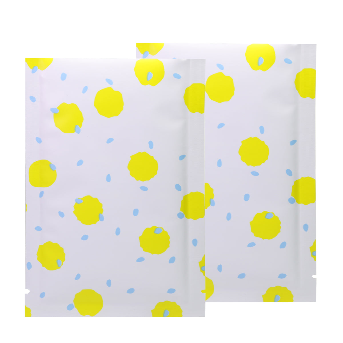 White with Pineapple Yellow Polka Dot Aluminum Open Top Bags