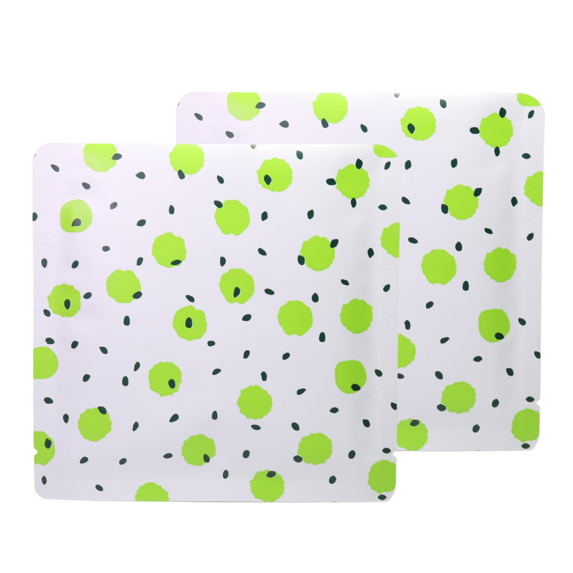 White with Kiwi Green Polka Dot Aluminum Open Top Bags