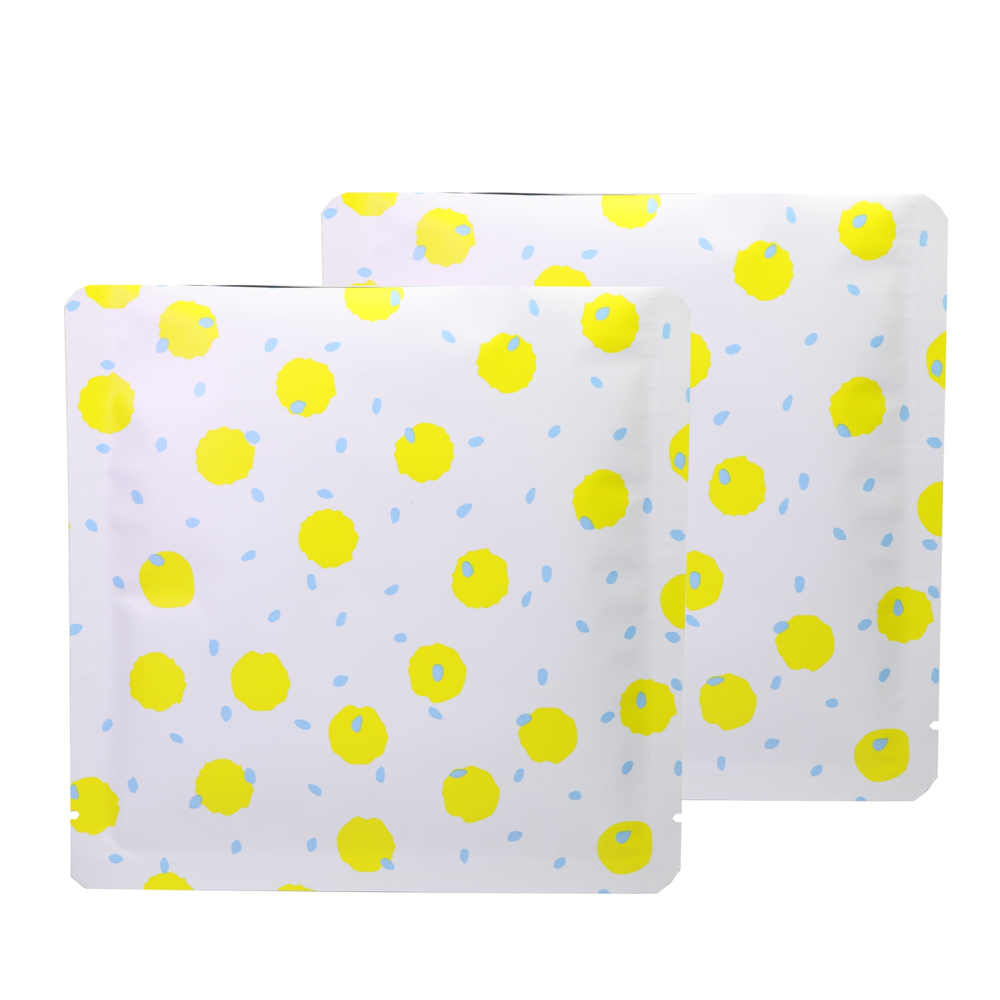 White with Pineapple Yellow Polka Dot Aluminum Open Top Bags