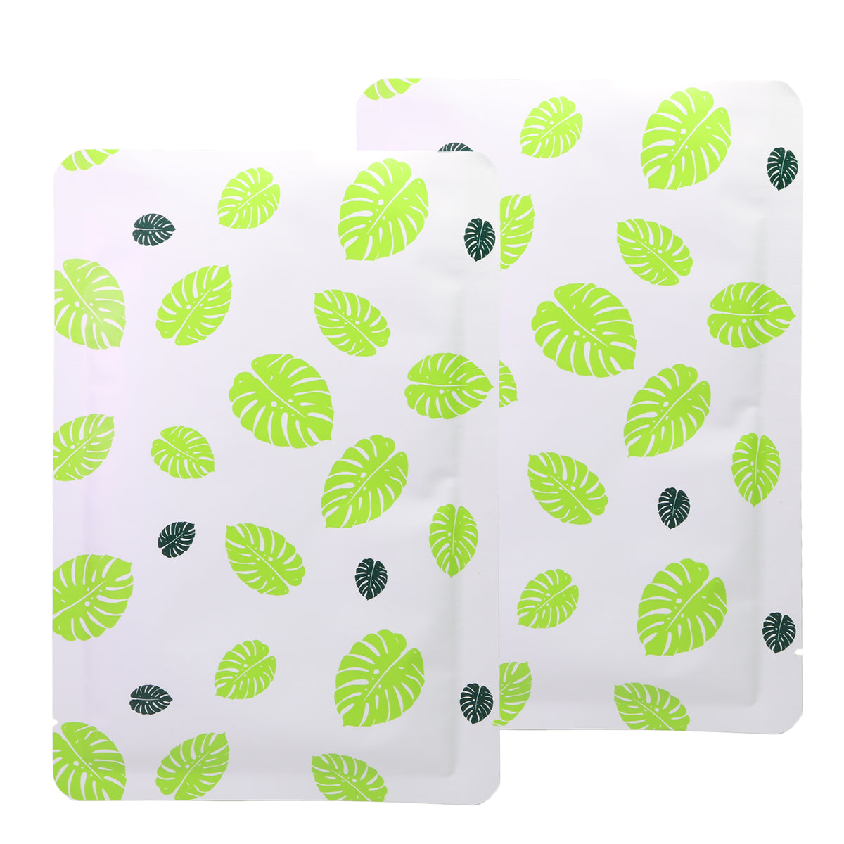 Tropical Green Leaf Design Aluminum Open Top Bags