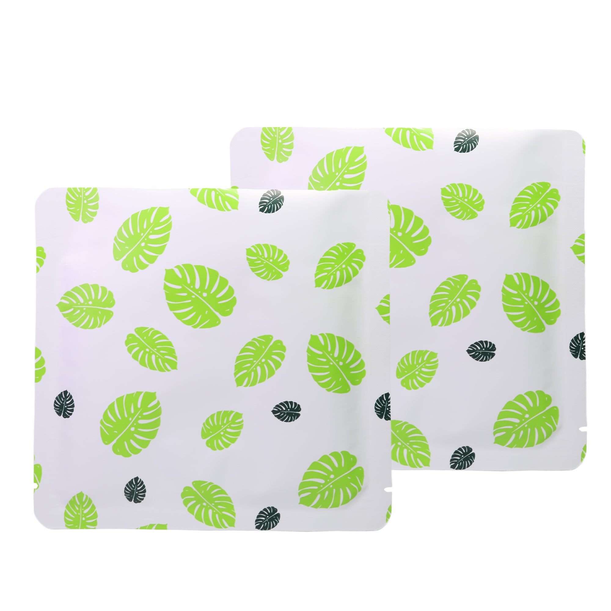 Tropical Green Leaf Design Aluminum Open Top Bags