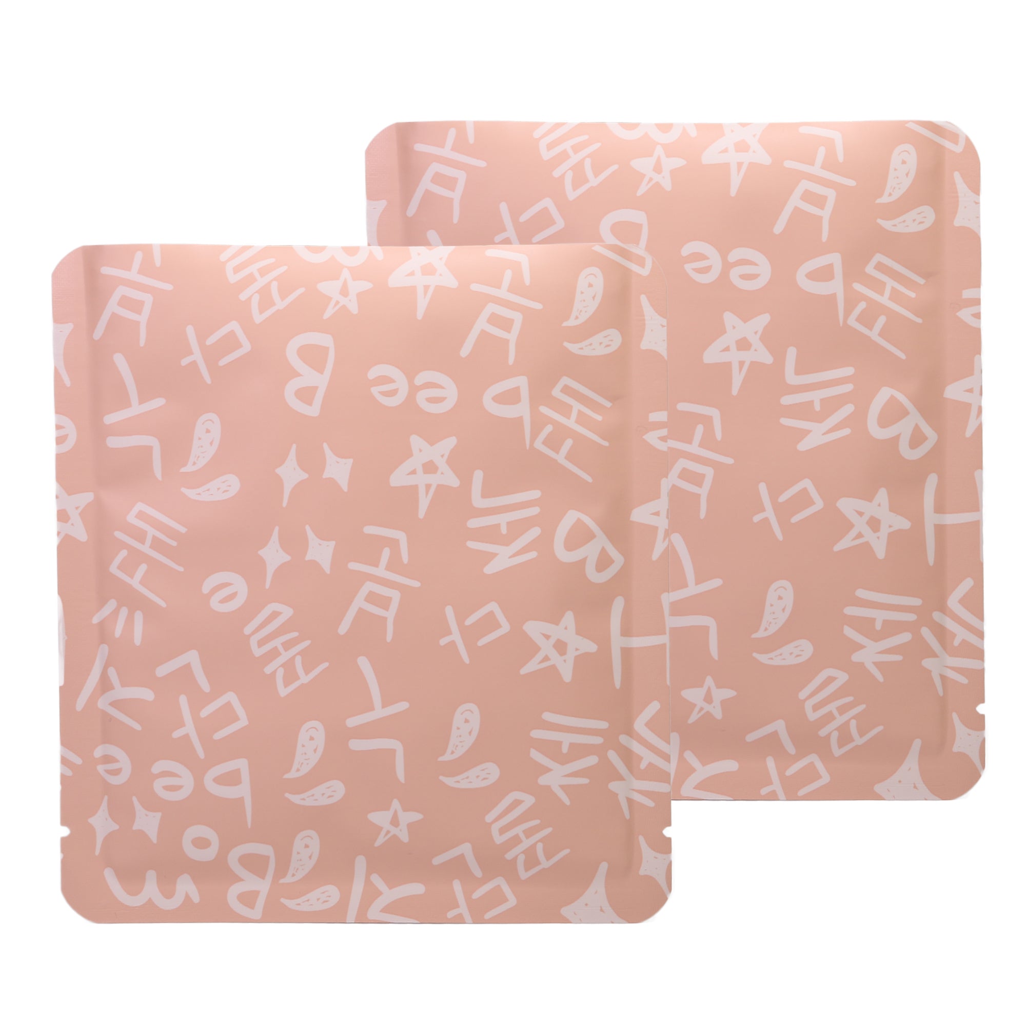 Matte Peach Orange Graffiti Letters Design Aluminum Open Top Bags