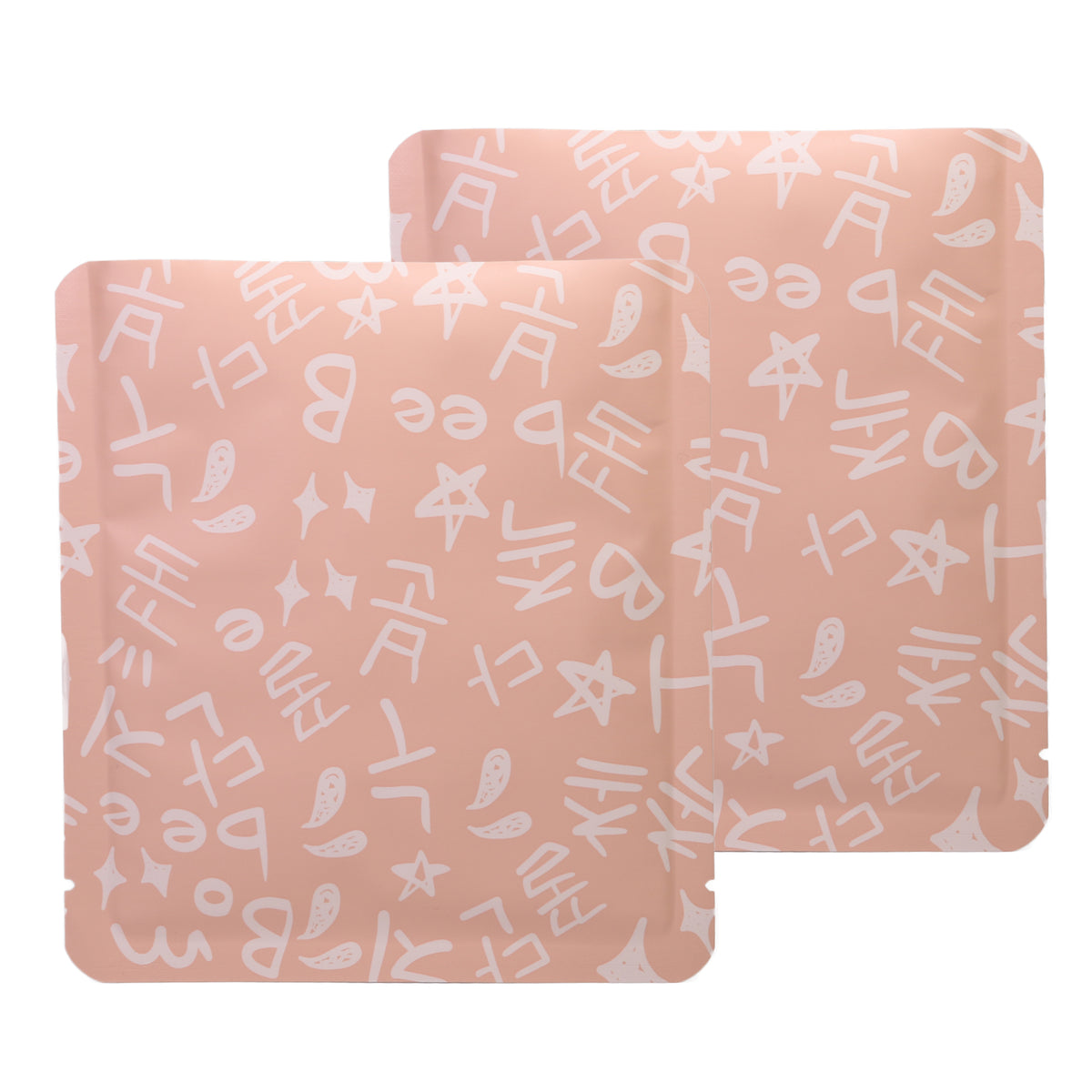 Matte Peach Orange Graffiti Letters Design Aluminum Open Top Bags