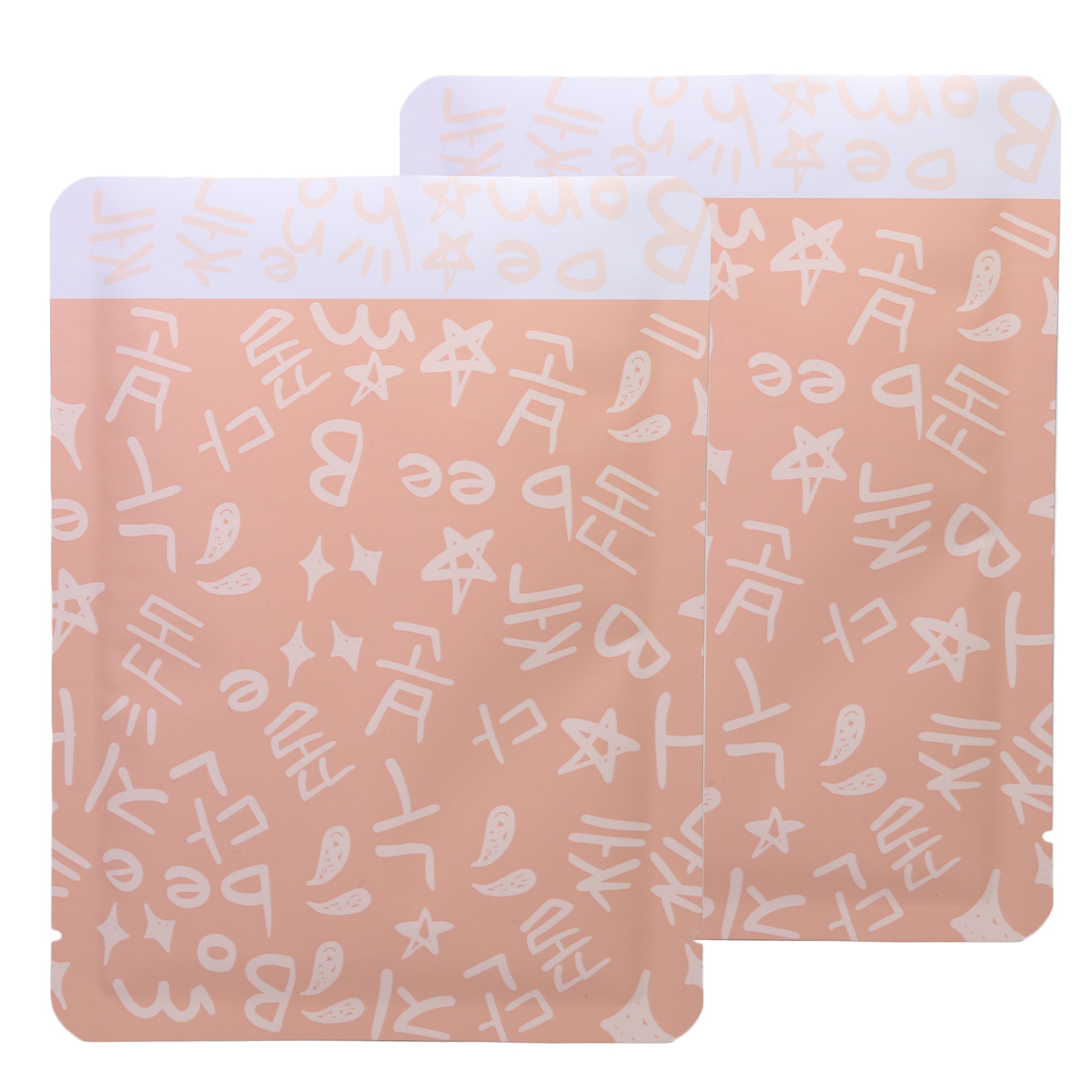 Matte Peach Orange Graffiti Letters Design Aluminum Open Top Bags