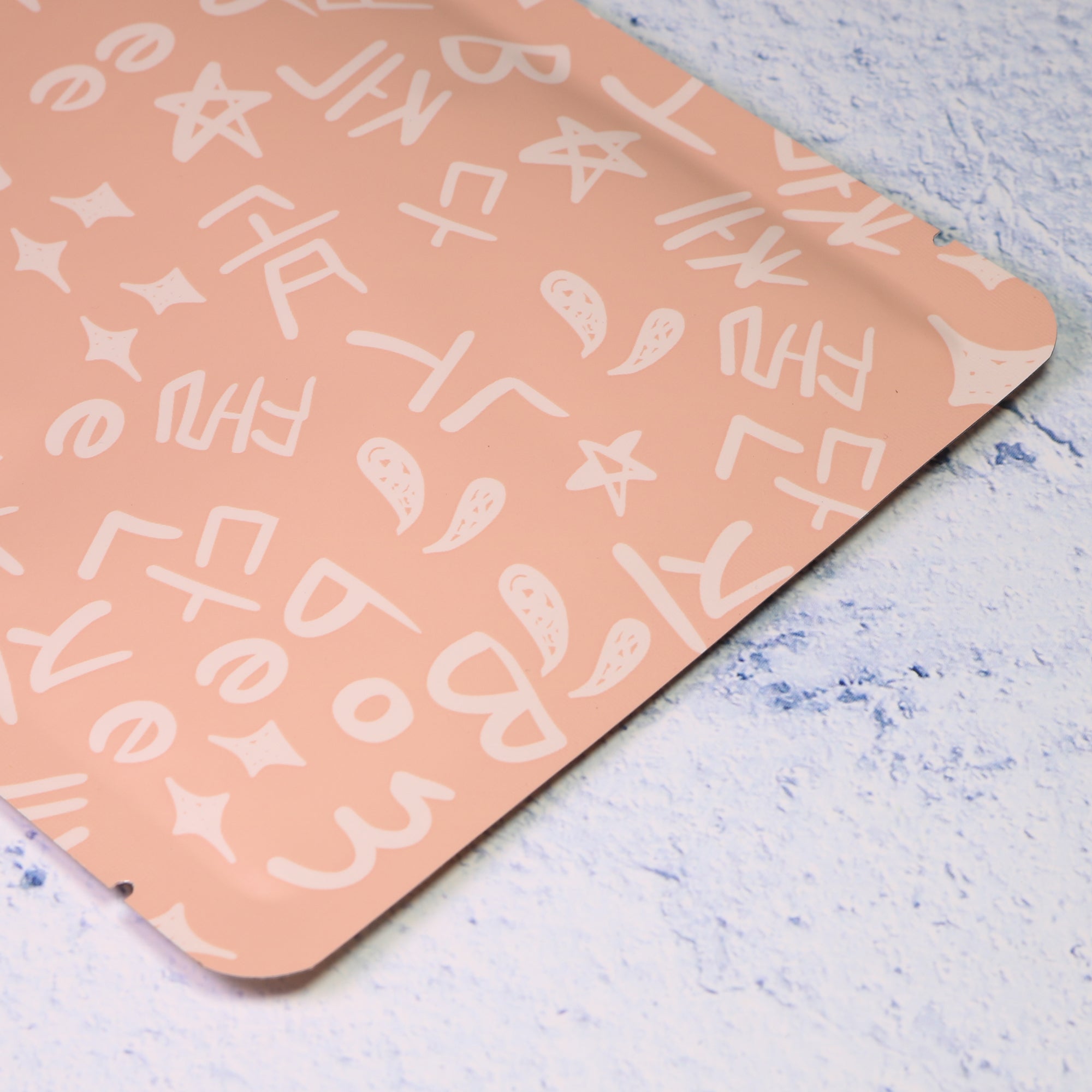 Matte Peach Orange Graffiti Letters Design Aluminum Open Top Bags