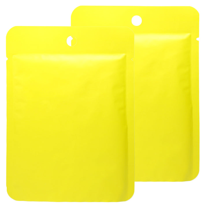 QQ Studio® Matte Citrus Yellow Bottom Fill Aluminum Bags with Round Hang Hole