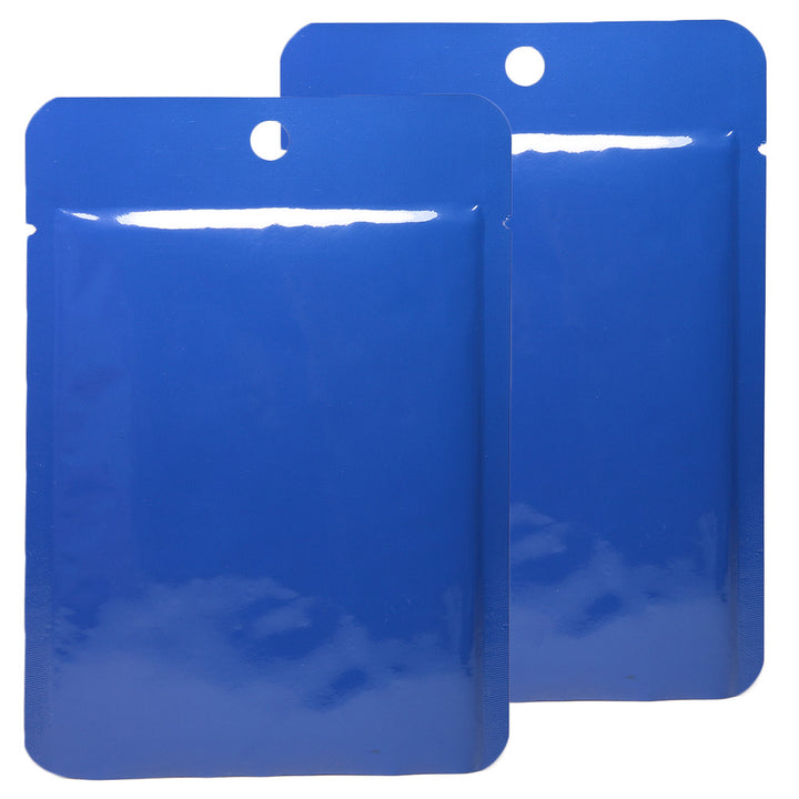 QQ Studio® Glossy Azure Blue Bottom Fill Aluminum Bags with Round Hang Hole