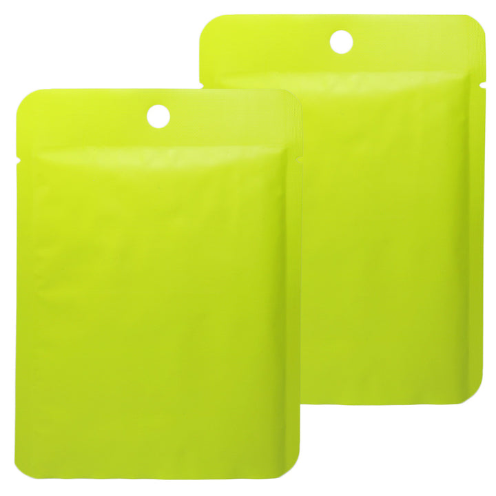 QQ Studio® Matte Lime Green Bottom Fill Aluminum Bags with Round Hang Hole