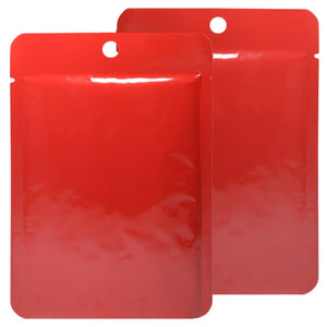 QQ Studio® Glossy Crimson Red Bottom Fill Aluminum Bags with Round Hang Hole