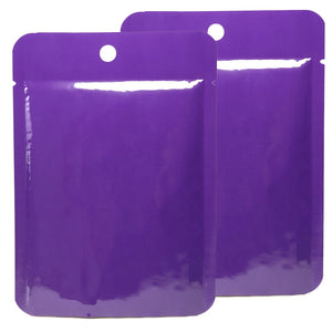 QQ Studio® Glossy Purple Prune Bottom Fill Aluminum Bags with Round Hang Hole