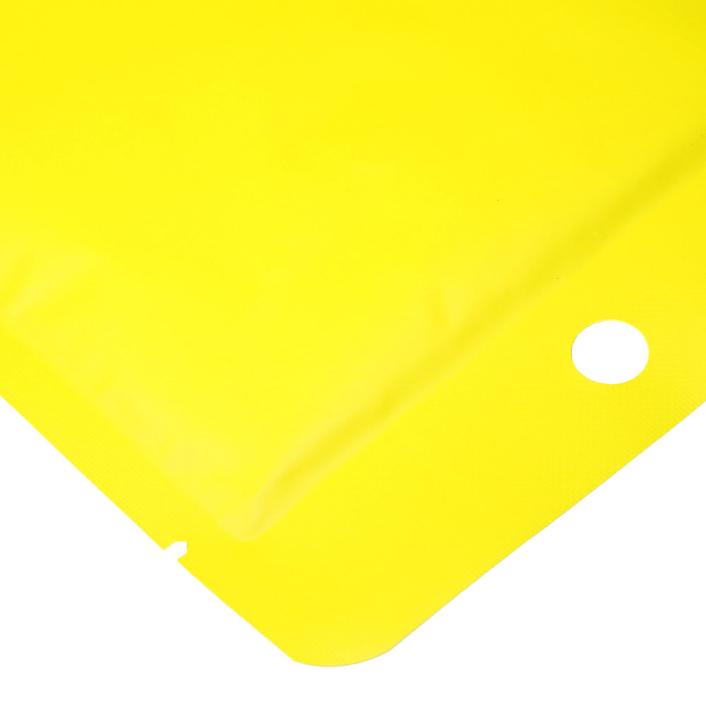 Matte Citrus Yellow Bottom Fill Aluminum Bags with Round Hang Hole
