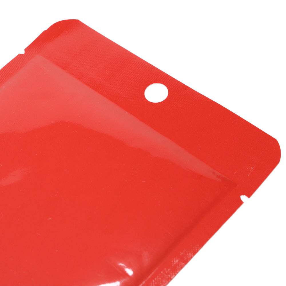 Glossy Crimson Red Bottom Fill Aluminum Bags with Round Hang Hole