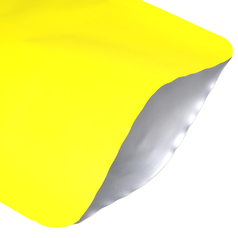Matte Citrus Yellow Bottom Fill Aluminum Bags with Round Hang Hole