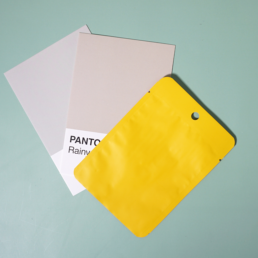 Matte Citrus Yellow Bottom Fill Aluminum Bags with Round Hang Hole