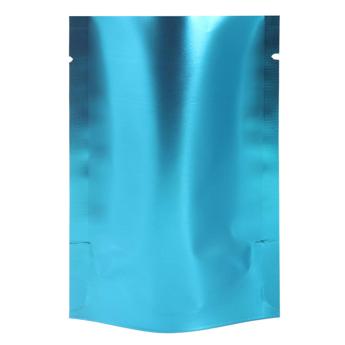 Matte Metallic Blue Mylar Open Top Heat Sealable Stand-Up Bag