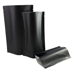 Matte Waxed Black Mylar Open Top Heat Sealable Stand-Up Bag