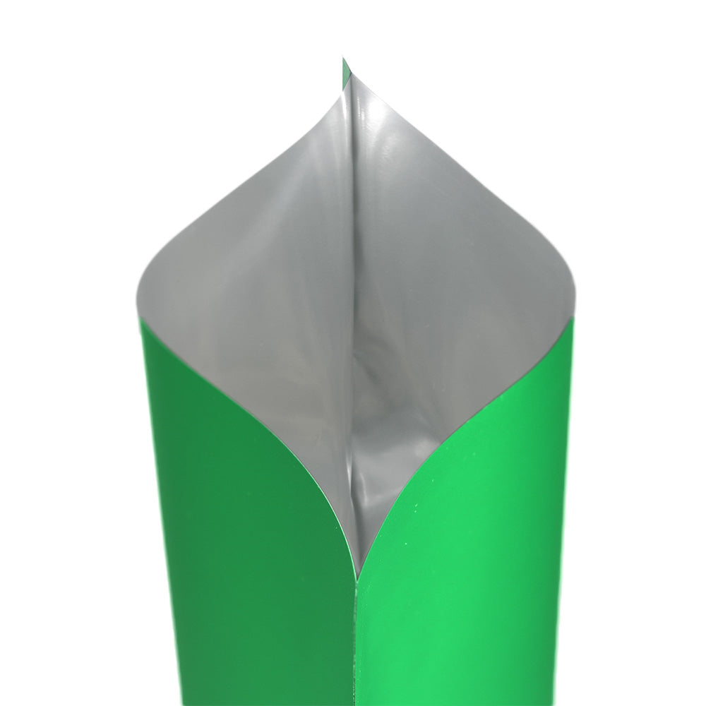 Matte Jade Green Mylar Open Top Heat Sealable Stand-Up Bag