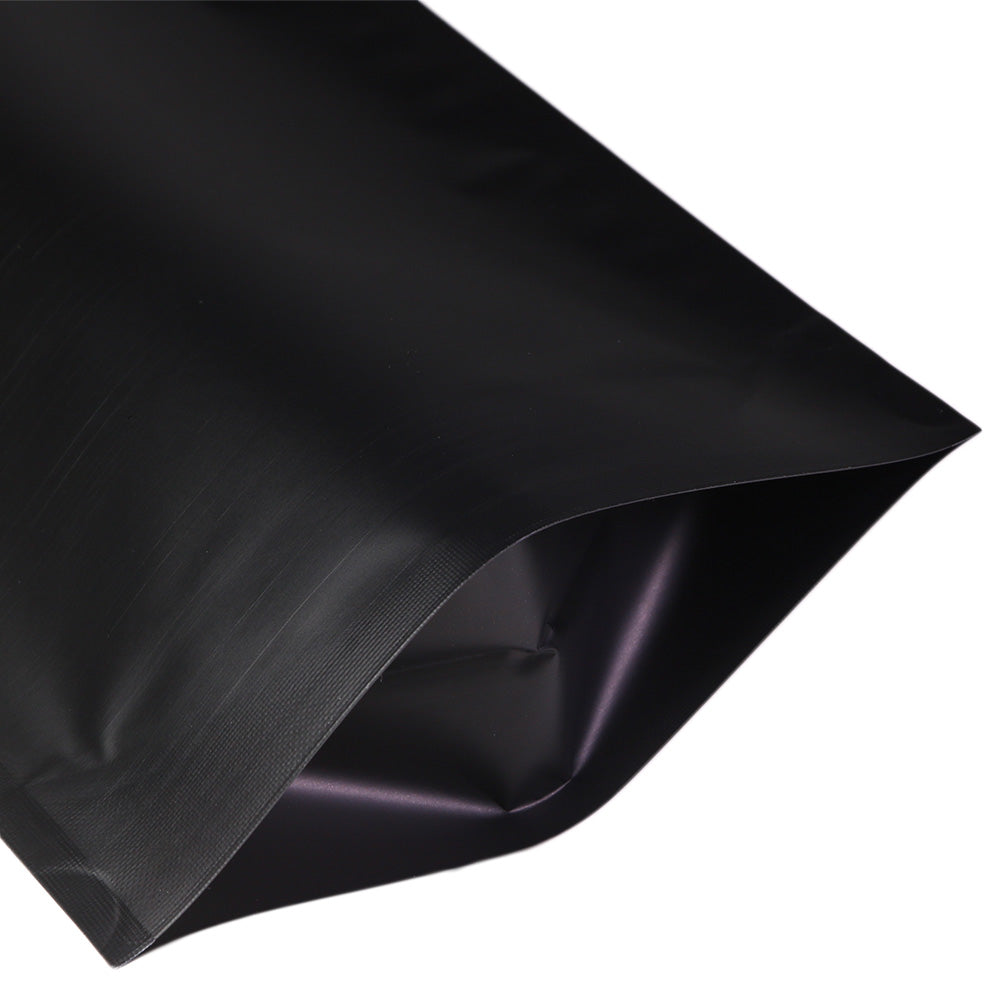 Matte Waxed Black Mylar Open Top Heat Sealable Stand-Up Bag