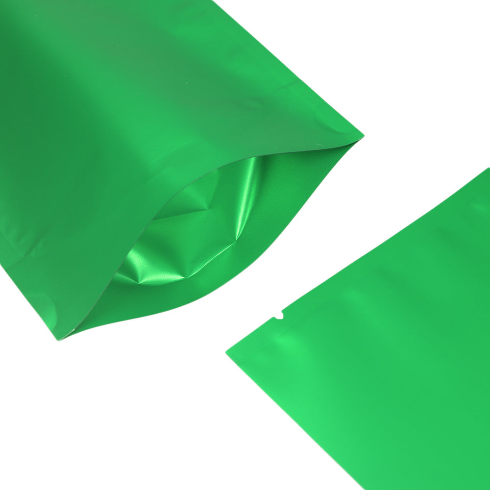 Matte Jade Green Mylar Open Top Heat Sealable Stand-Up Bag
