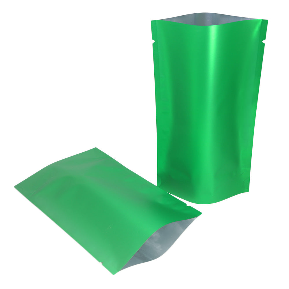 Matte Jade Green Mylar Open Top Heat Sealable Stand-Up Bag