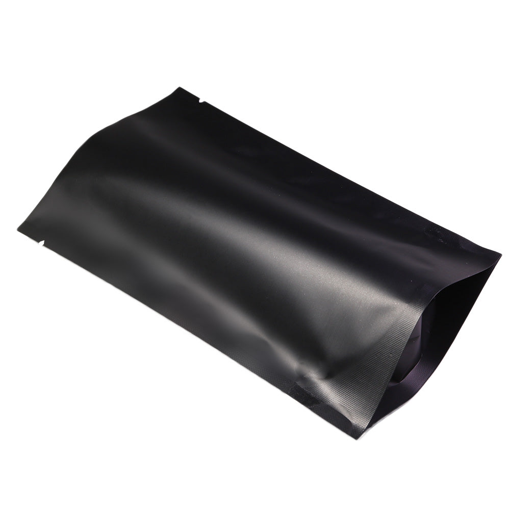 Matte Waxed Black Mylar Open Top Heat Sealable Stand-Up Bag