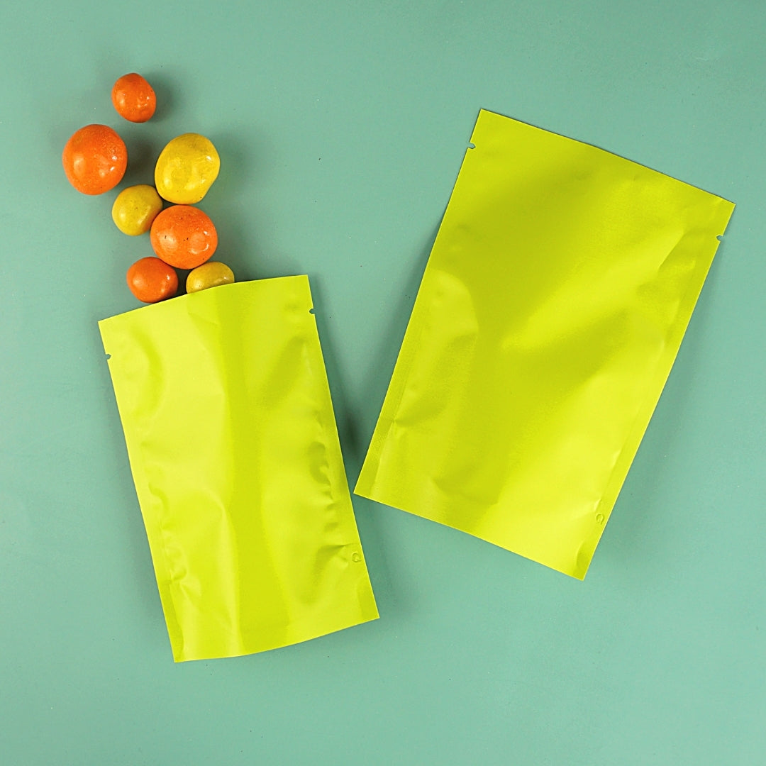 Matte Pistachio Green Mylar Open Top Stand Up Heat Seal SlickSeal™ Bags