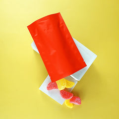 Matte Firetruck Red Mylar Open Top Stand Up Heat Seal SlickSeal™ Bags
