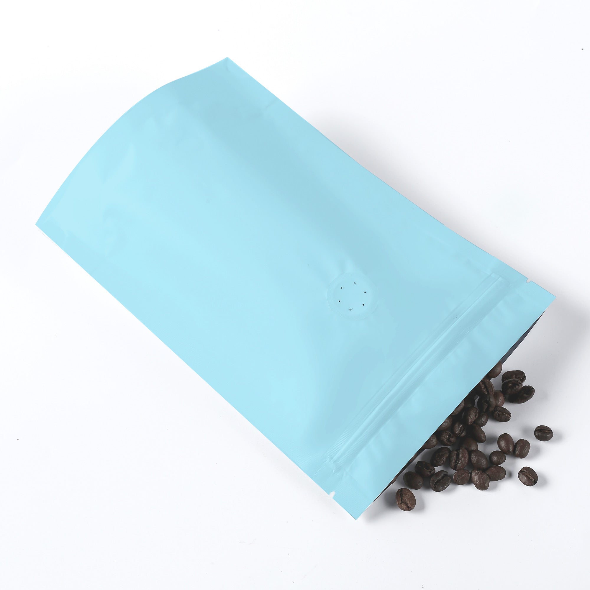 Matte Songbird Blue Mylar Foil Stand Strong® Coffee Valve Bags