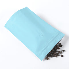 Matte Songbird Blue Mylar Foil Stand Strong® Coffee Valve Bags