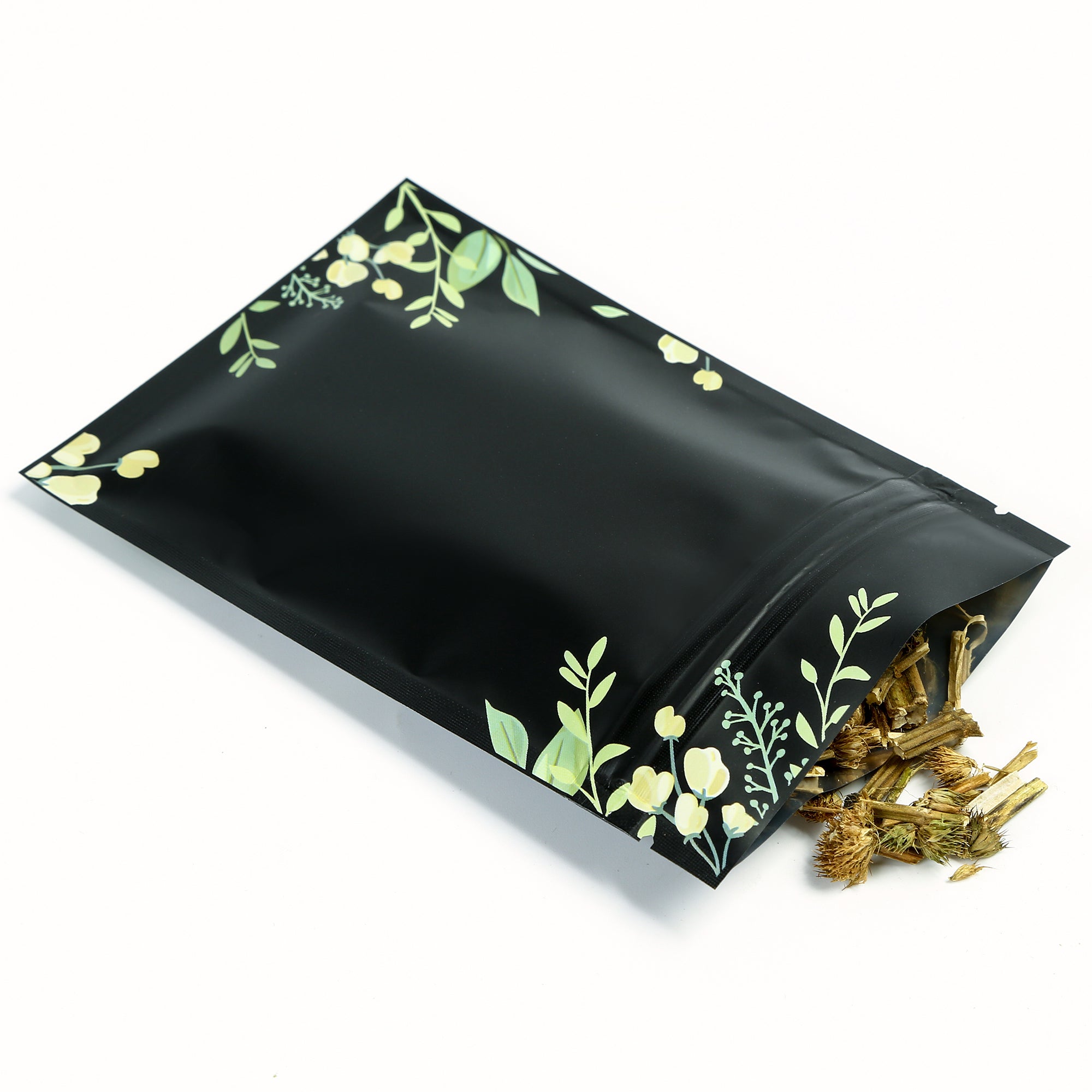 Matte Midnight Garden Black Zipper Seal Foil Bags