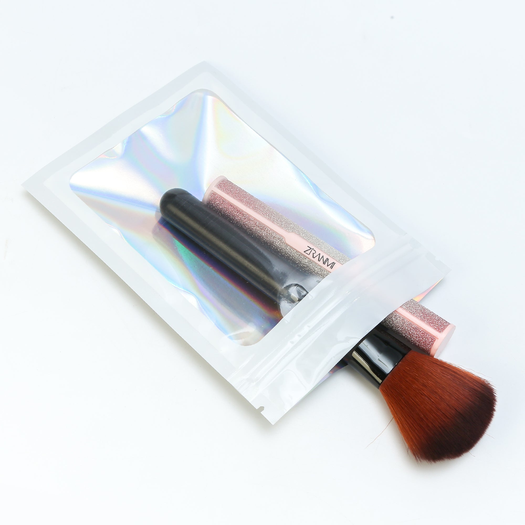 Flat Zipper Seal Bags – Supernova White QuickQlick® with Clear Window and Holographic Lining