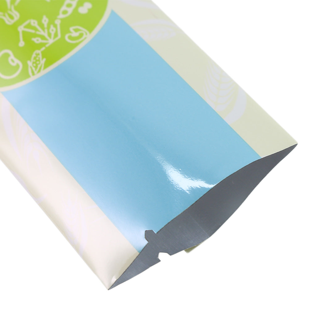 Glossy Fresh Blue Metallized Open Top Stick Bag with Round Bakery Design