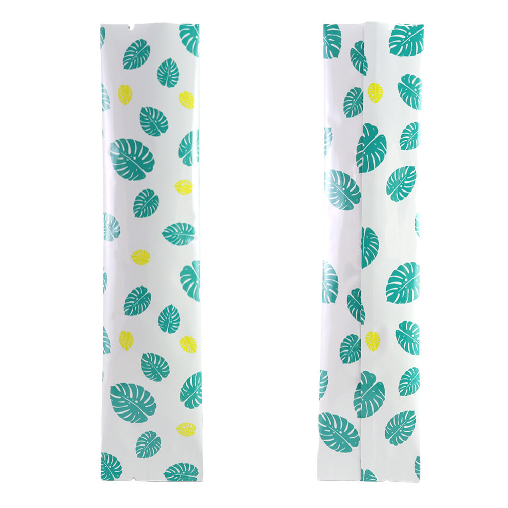 Glossy Leaf Design Metallized Open Top Stick Bag