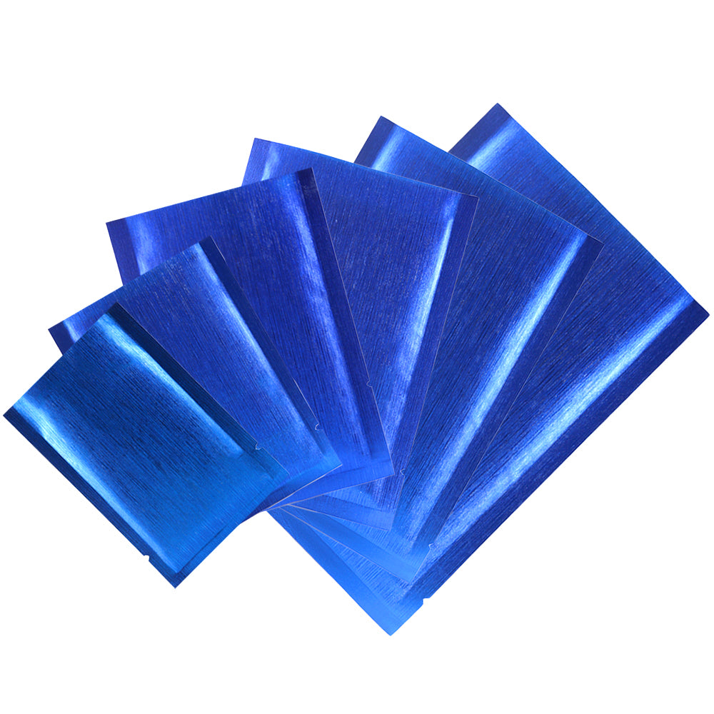 QQ Studio® Shimmery Brushed Metal Blue Metallized Foil Open Top Bags