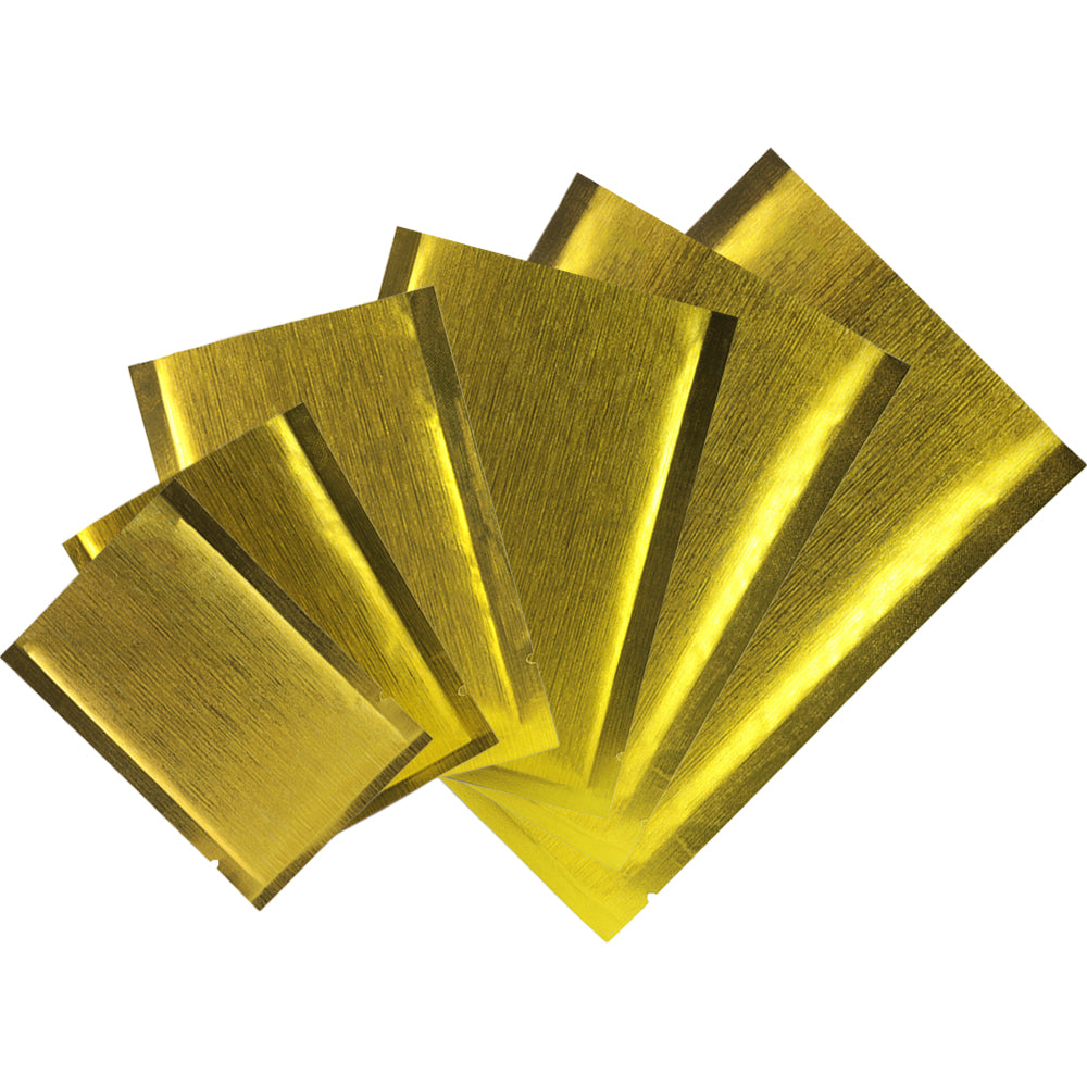 QQ Studio® Shimmery Shimmering Gold Textured Metallized Foil Open Top Bags