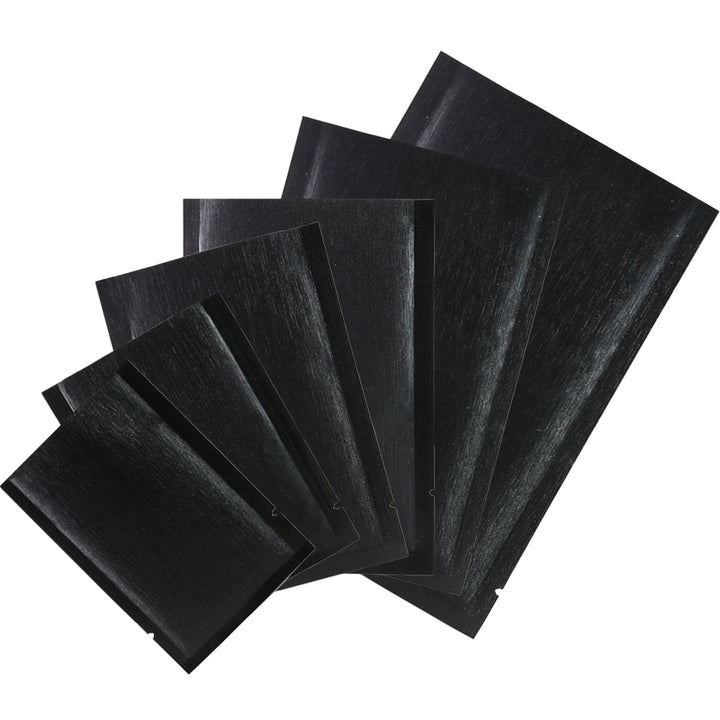 QQ Studio® Shimmery Brushed Metal Black Metallized Foil Open Top Bags