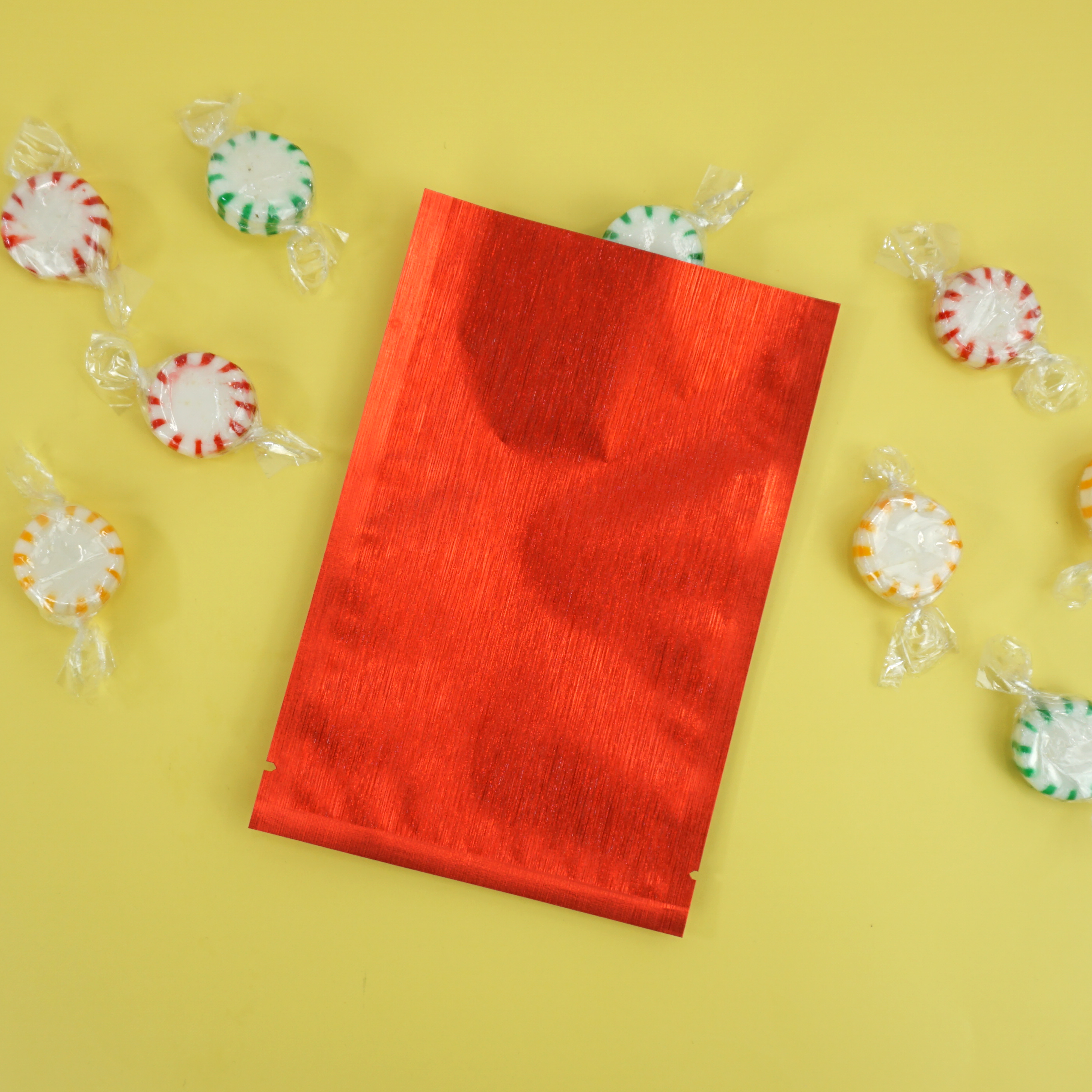 Shimmery Streaky Red Textured Metallized Foil Open Top Bags