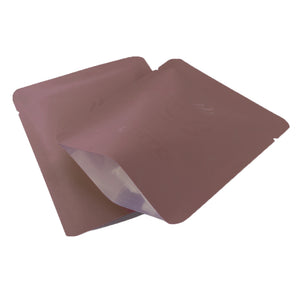 Matte Dark Roast Brown Aluminum Open Bottom Bag with Glossy Drip Coffee Design