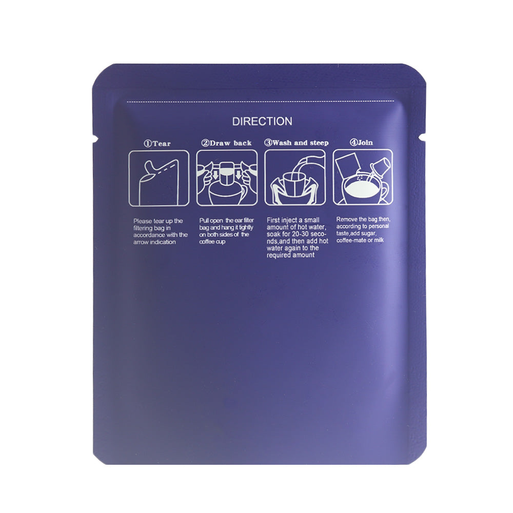 Matte Coffee Violet Purple Aluminum Open Bottom Bag with Glossy Drip Coffee Design