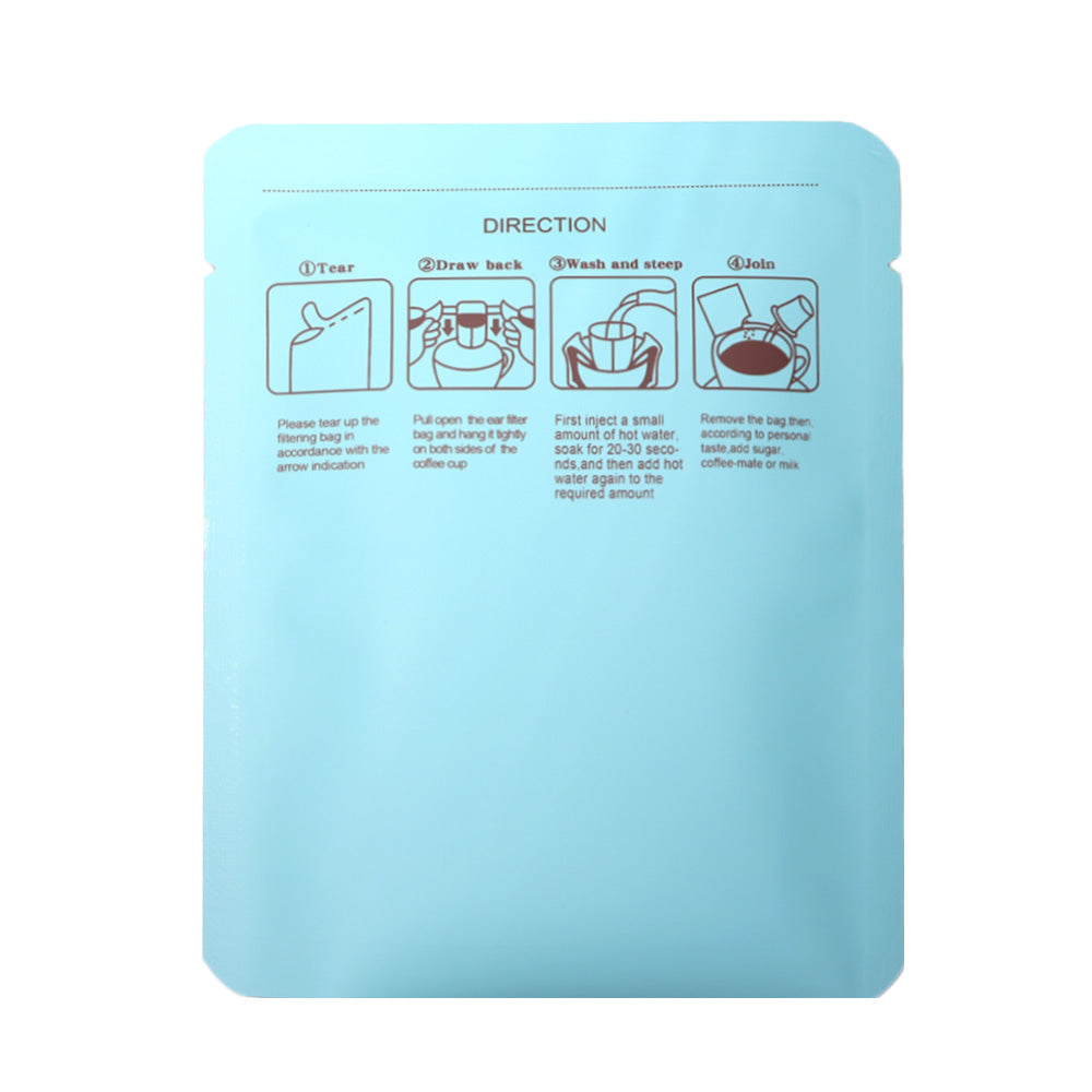 Matte Bluebean Aluminum Open Bottom Bag with Glossy Drip Coffee Design